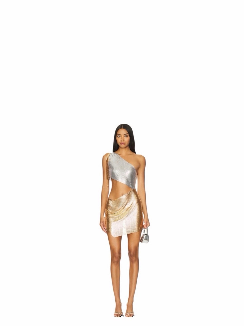 NBD Nikita Mini Dress in Silver And Gold SIZE medium